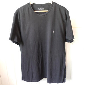 AllSaints Shirt Mens XL Black Ramskull‎ Logo Crewneck Casual T-Shirt Tee